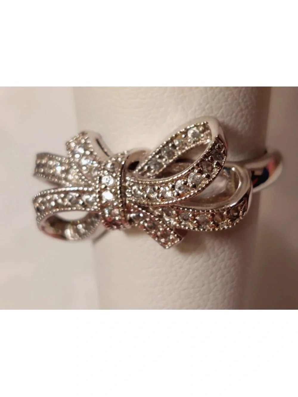 Silver stamped 925 Bow Crystal Ring - Elegant Women's Fashion Ring